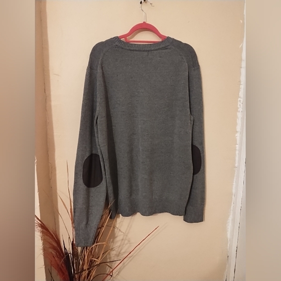 Banana Republic Men's Gray V-Neck Men's Sweater W/ Elbow Patches Size Large - Picture 2 of 8